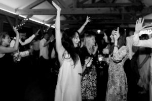 image of a wedding guest dancing in the evening party at doxford barns northumberland