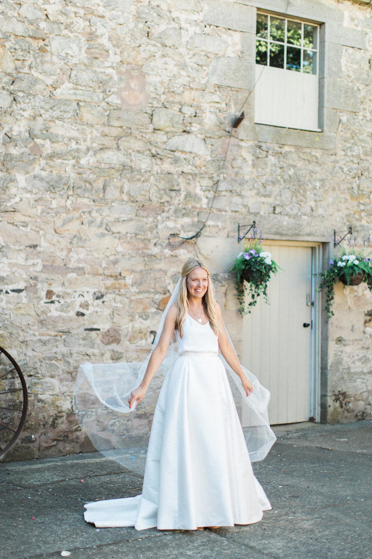 Image of a beautiful bride in Charlie Brear gown Doxford Barns wedding photography