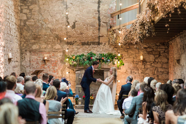 happy fun wedding ceremony at doxford barns in northumberland