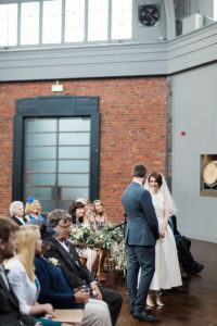 a bride and groom having a wedding at Wylam brewery