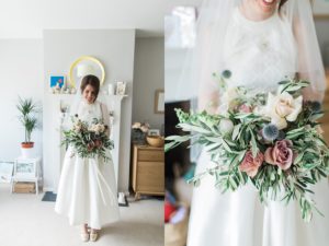 a photo of a bride wearing a Charlie brear wedding dress